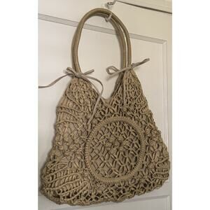 DAVID & SCOTTI Italian Designer Coated Macrame Woven Shoulder Bag Boho VTG Y2K